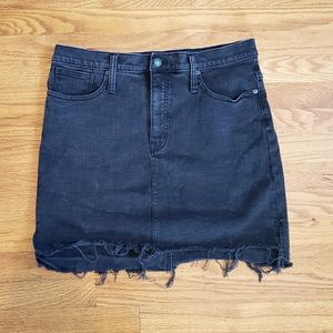 MADEWELL Denim SKIRT Raw Step- Hem Jeanskirt Washed Black Mini A-line 31 L